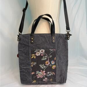 Myra Bag Floral Canvas Tote Crossbody Bag Boho Handbag
